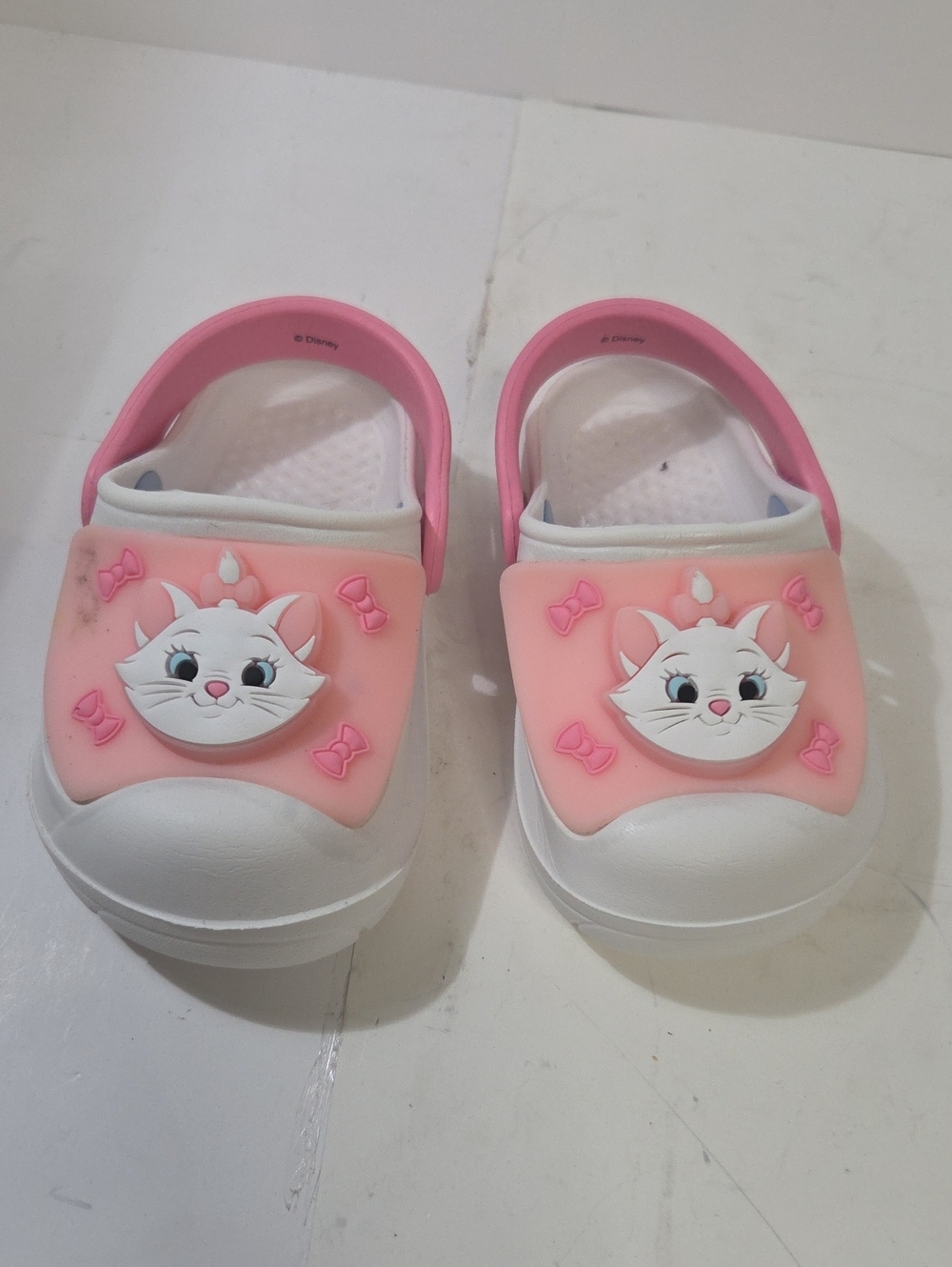 Disney White & Pink Kids Slip-On Clogs with Cat Face Charm